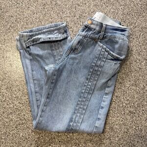 Saige Jeans Womens 1 25x27 High Rise Barrel Leg Wide Stretch Denim Pleated